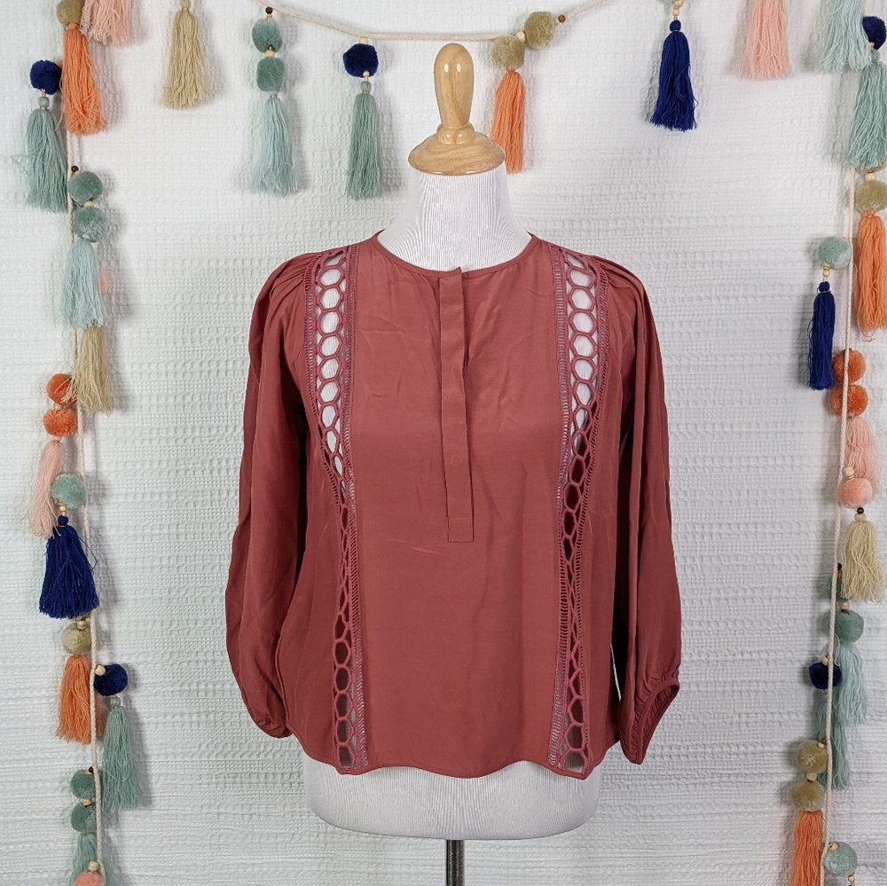 LOFT Open Crochet Blouse